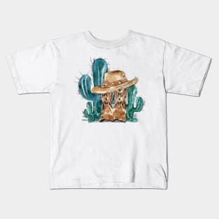 Cowboy hat with boots.Cactus Kids T-Shirt